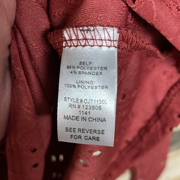 Culture Code size large long sleeve eyelet rust colored soft and stretchy blouse - Picture 5 of 9